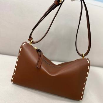 Fendi Triangle Boston Bag in Stitching Leather Brown 2021 8388 (CL-21080219)