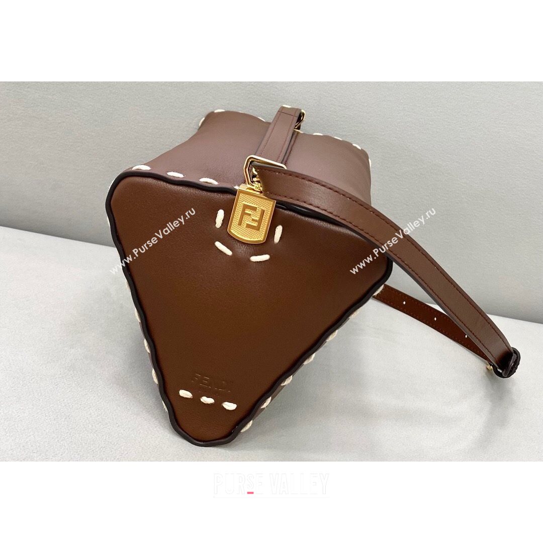 Fendi Triangle Boston Bag in Stitching Leather Brown 2021 8388  (CL-21080219)