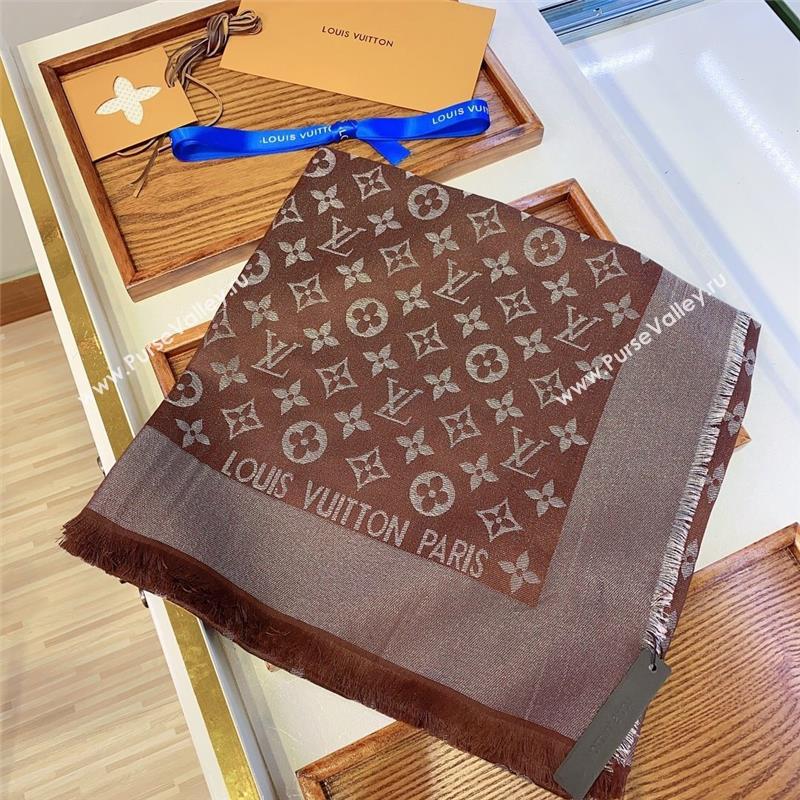 Louis Vuitton Monogram Scarf LV103014 Silver/Dark Brown 2023 (A-23103014)