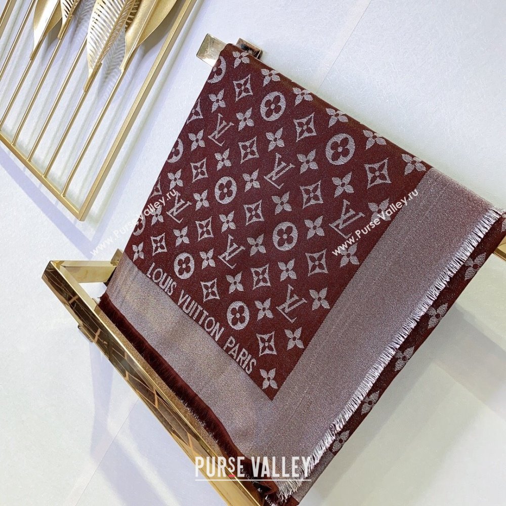 Louis Vuitton Monogram Scarf LV103014 Silver/Dark Brown 2023 (A-23103014)