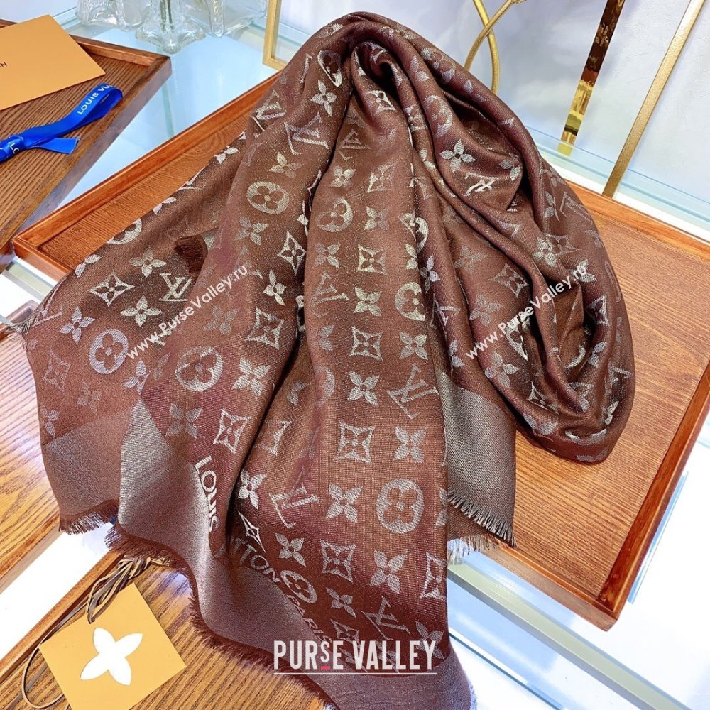 Louis Vuitton Monogram Scarf LV103014 Silver/Dark Brown 2023 (A-23103014)