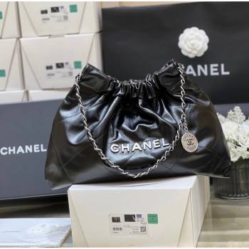 Chanel Shiny Calfskin 22 East West Shopping Bag AS4486 Black/Silver 2024 Top Quality (SHUNY-24062508)