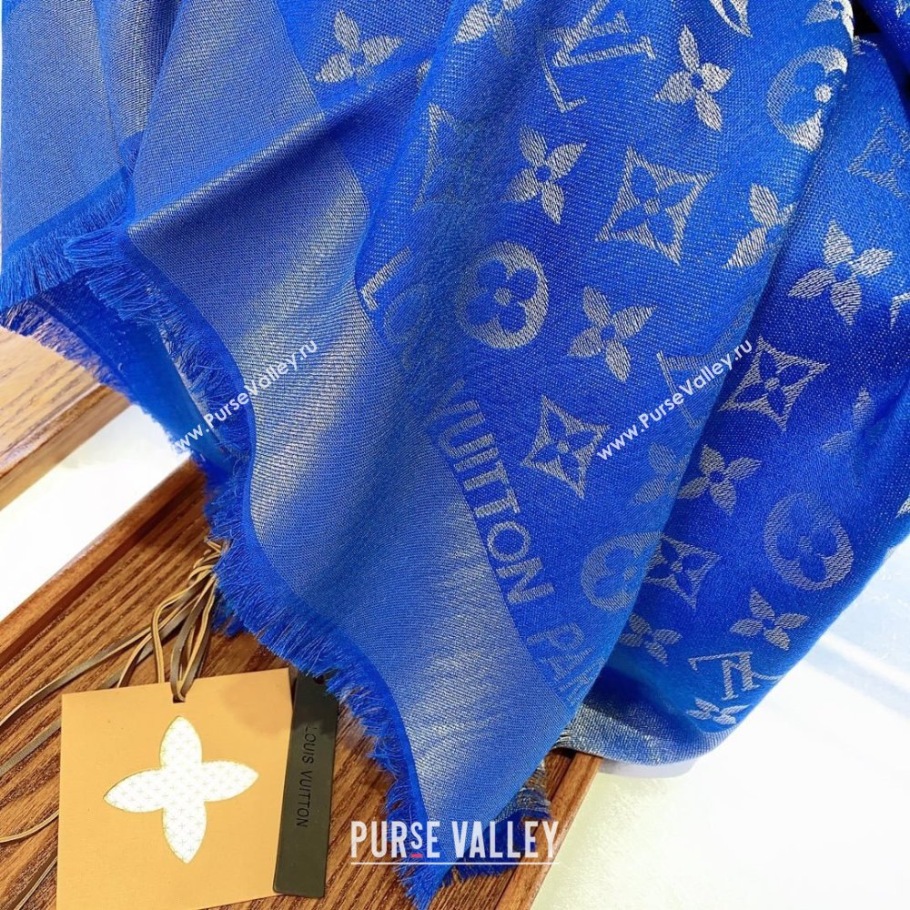 Louis Vuitton Monogram Scarf LV103015 Silver/Blue 2023 (A-23103015)