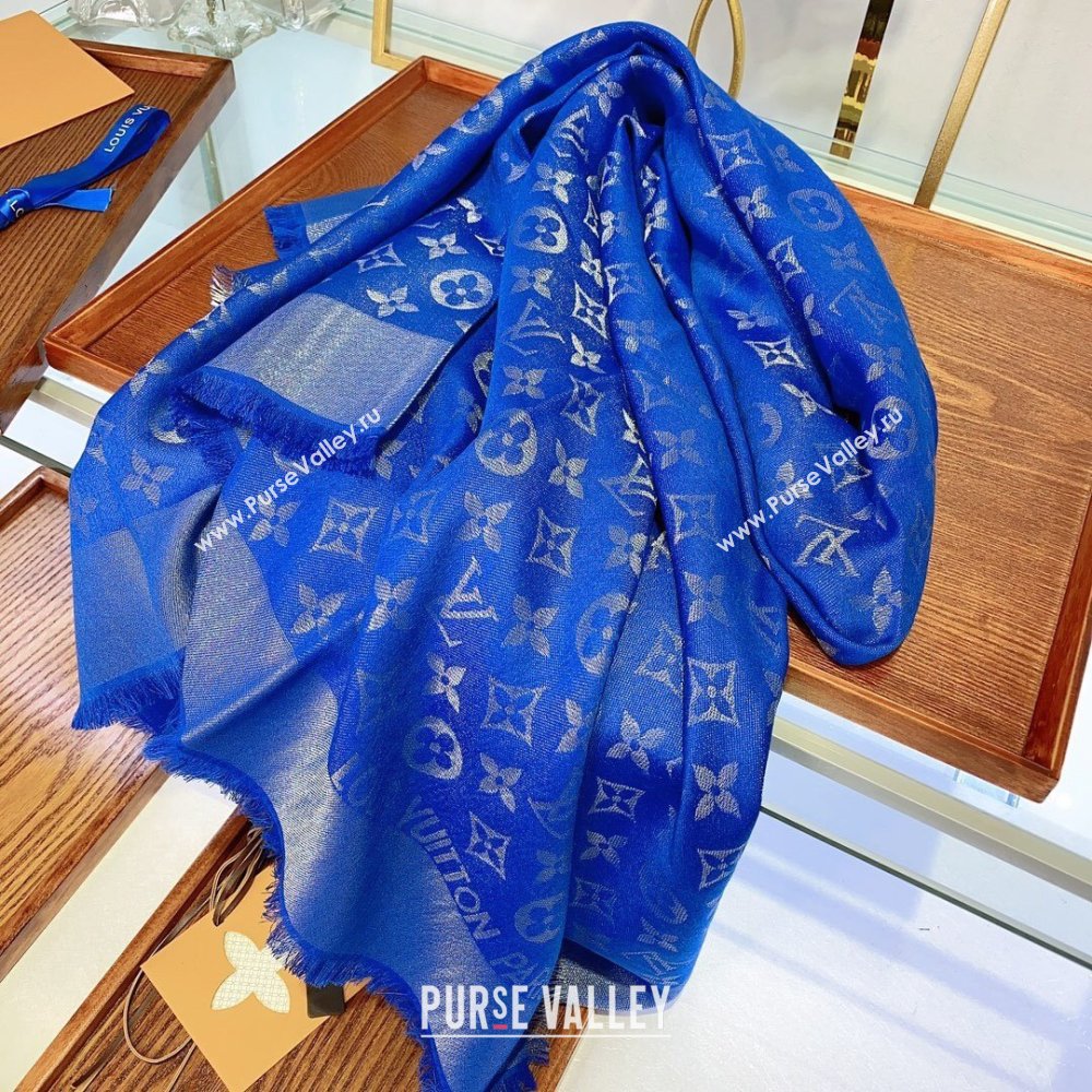 Louis Vuitton Monogram Scarf LV103015 Silver/Blue 2023 (A-23103015)