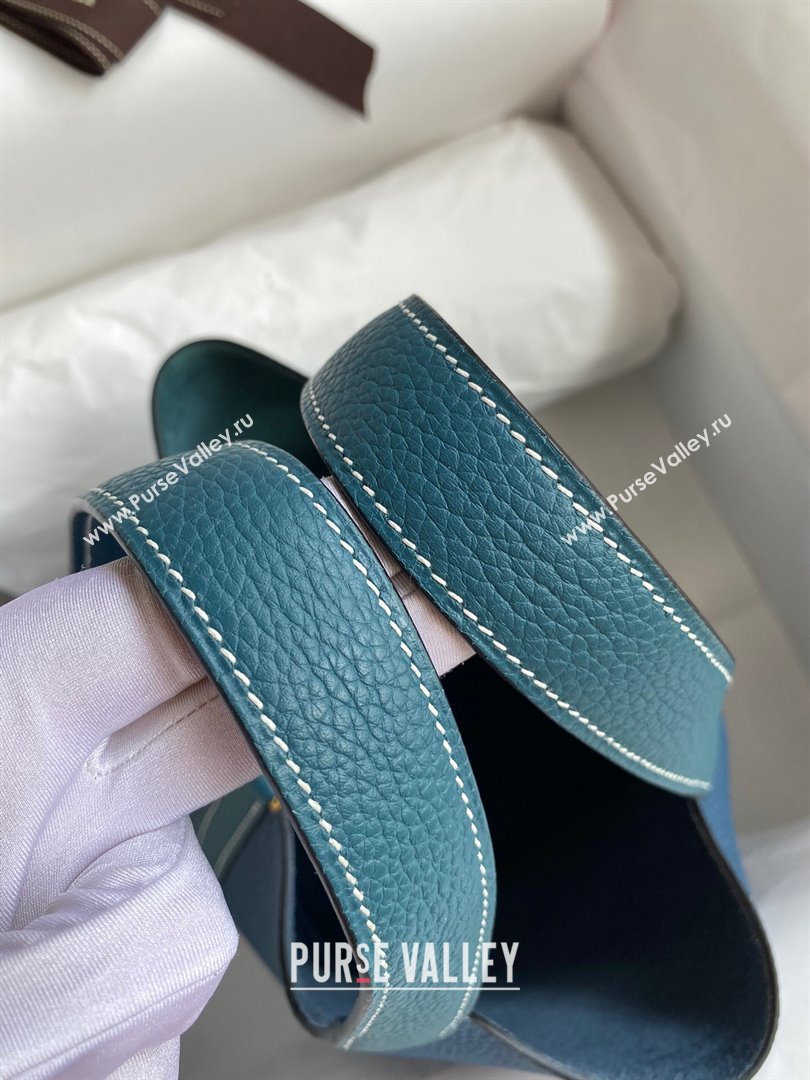 Hermes Picotin Lock Bag 18cm/22cm in Taurillon Clemence Leather Denim Blue/W0 Grren/Gold 2024 (Full Handmade) (XYA-24042904)