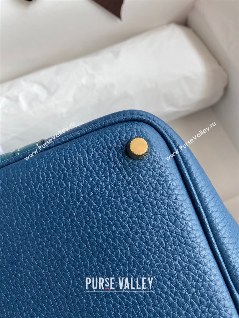 Hermes Picotin Lock Bag 18cm/22cm in Taurillon Clemence Leather Denim Blue/W0 Grren/Gold 2024 (Full Handmade) (XYA-24042904)