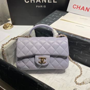 Chanel Lambskin Mini Flap Bag with Top Handle AS2431 Lilac 2024 (GE-24081203)