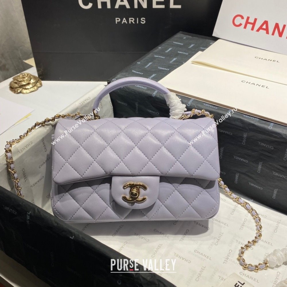 Chanel Lambskin Mini Flap Bag with Top Handle AS2431 Lilac 2024 (GE-24081203)