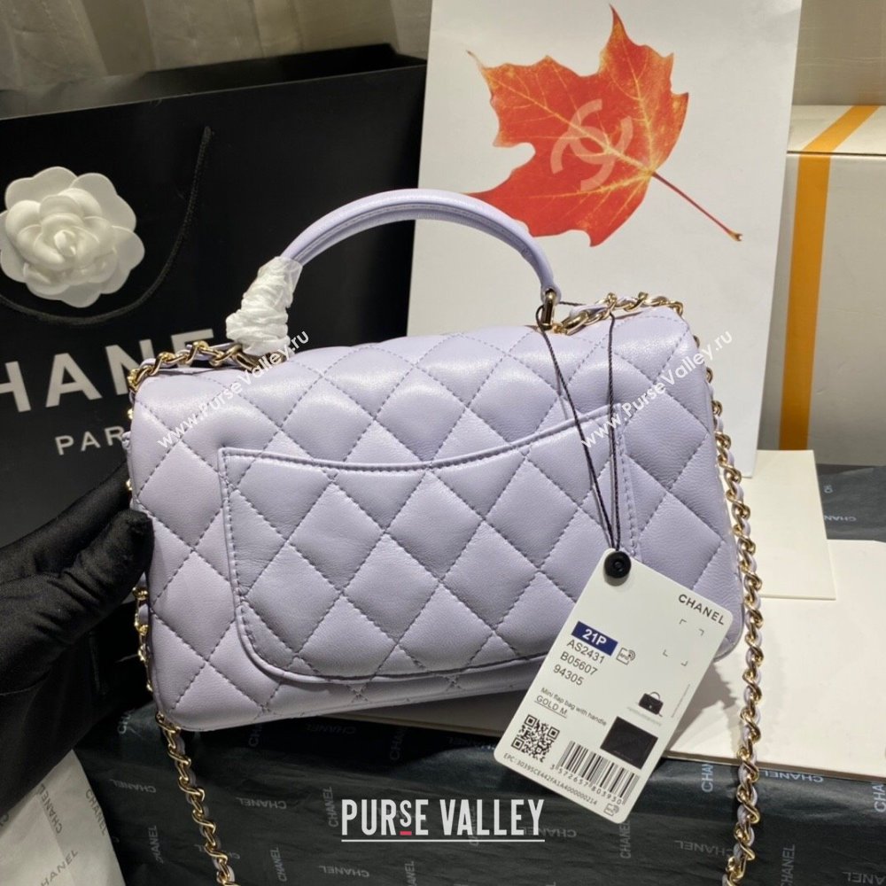 Chanel Lambskin Mini Flap Bag with Top Handle AS2431 Lilac 2024 (GE-24081203)