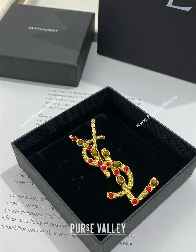 Saint Laurent YSL Brooch with Stones Gold 2025 0725 (YF-250725143)