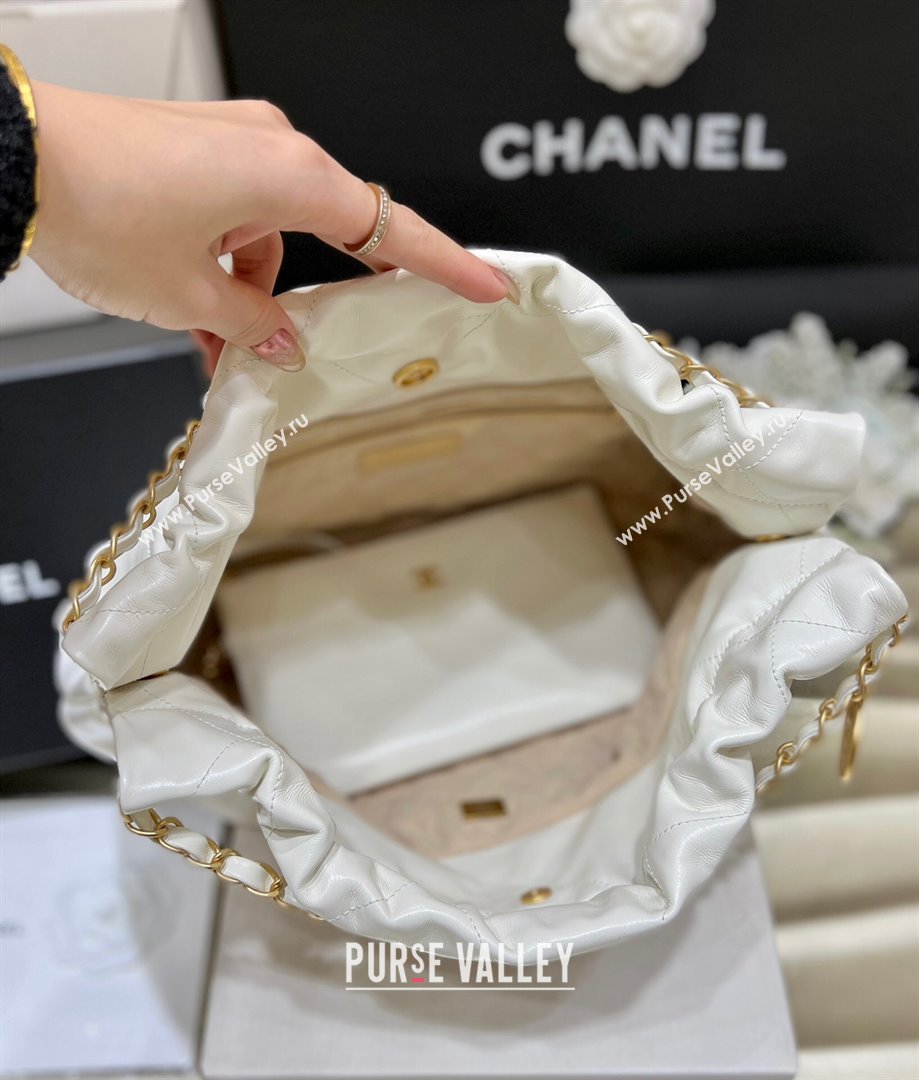 Chanel Shiny Calfskin 22 East West Shopping Bag AS4486 White/Gold 2024 Top Quality (SHUNY-24062507)