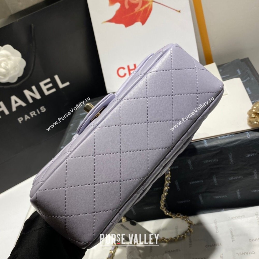 Chanel Lambskin Mini Flap Bag with Top Handle AS2431 Lilac 2024 (GE-24081203)