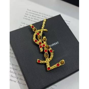 Saint Laurent YSL Brooch with Stones Gold 2025 0725 (YF-250725143)