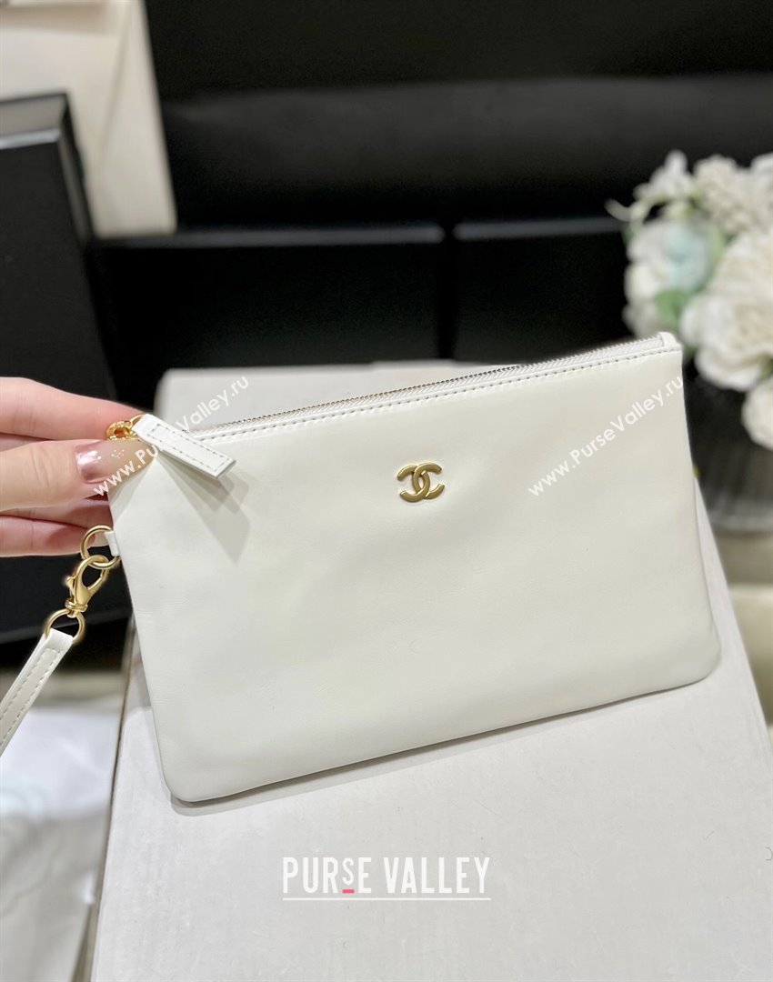 Chanel Shiny Calfskin 22 East West Shopping Bag AS4486 White/Gold 2024 Top Quality (SHUNY-24062507)