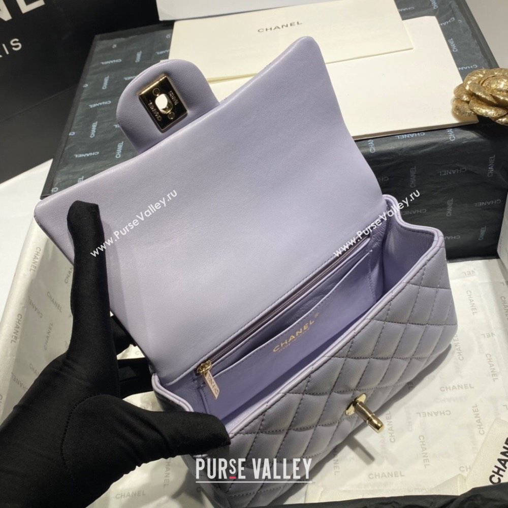 Chanel Lambskin Mini Flap Bag with Top Handle AS2431 Lilac 2024 (GE-24081203)