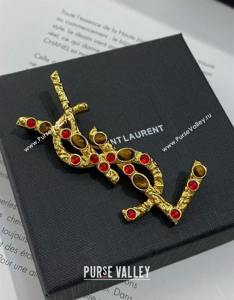 Saint Laurent YSL Brooch with Stones Gold 2025 0725 (YF-250725143)
