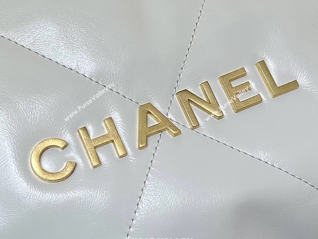 Chanel Shiny Calfskin 22 East West Shopping Bag AS4486 White/Gold 2024 Top Quality (SHUNY-24062507)