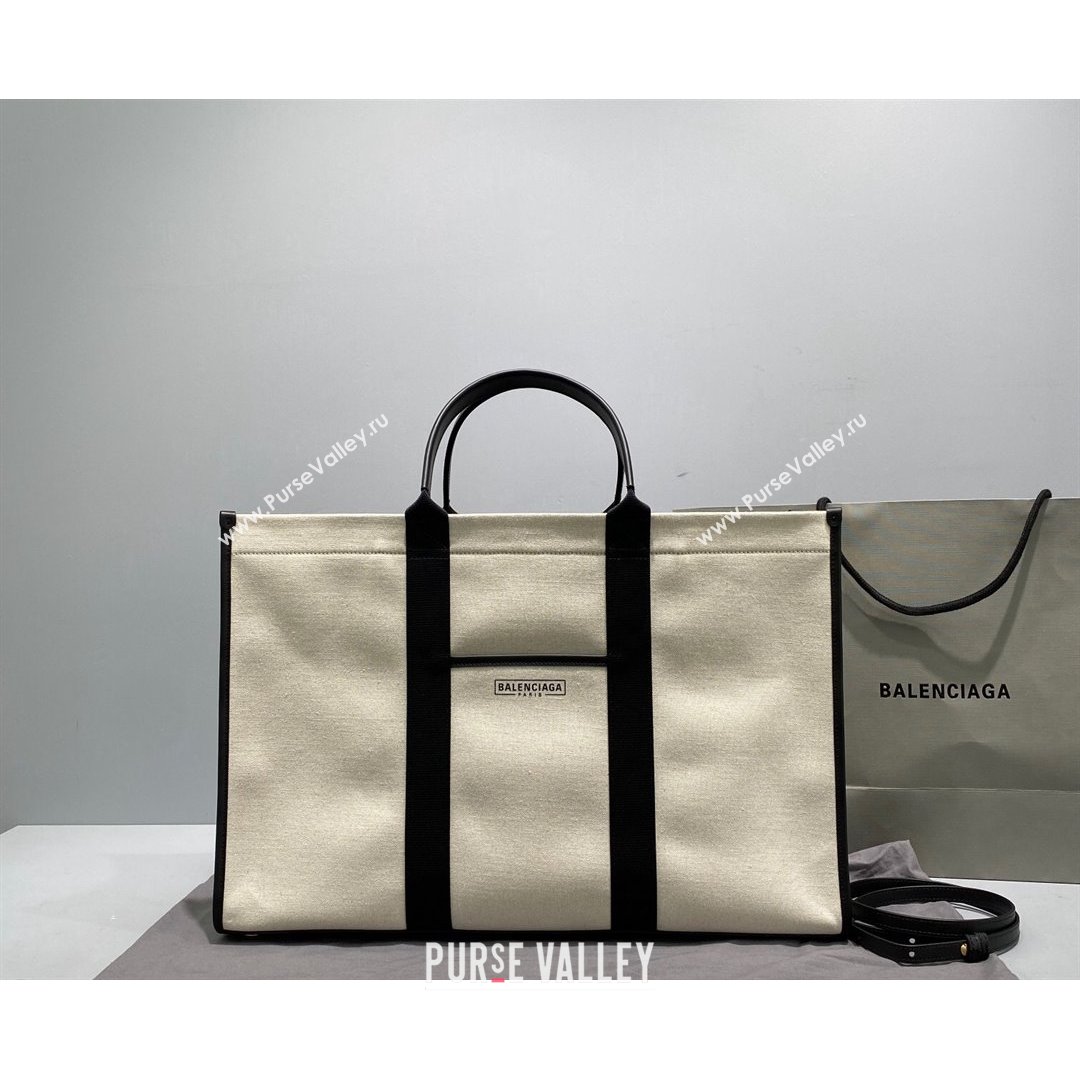 Balenciaga Hardware Large Tote Bag in White Cotton Canvas 2021 (ningm-21091501)