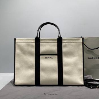 Balenciaga Hardware Large Tote Bag in White Cotton Canvas 2021 (ningm-21091501)