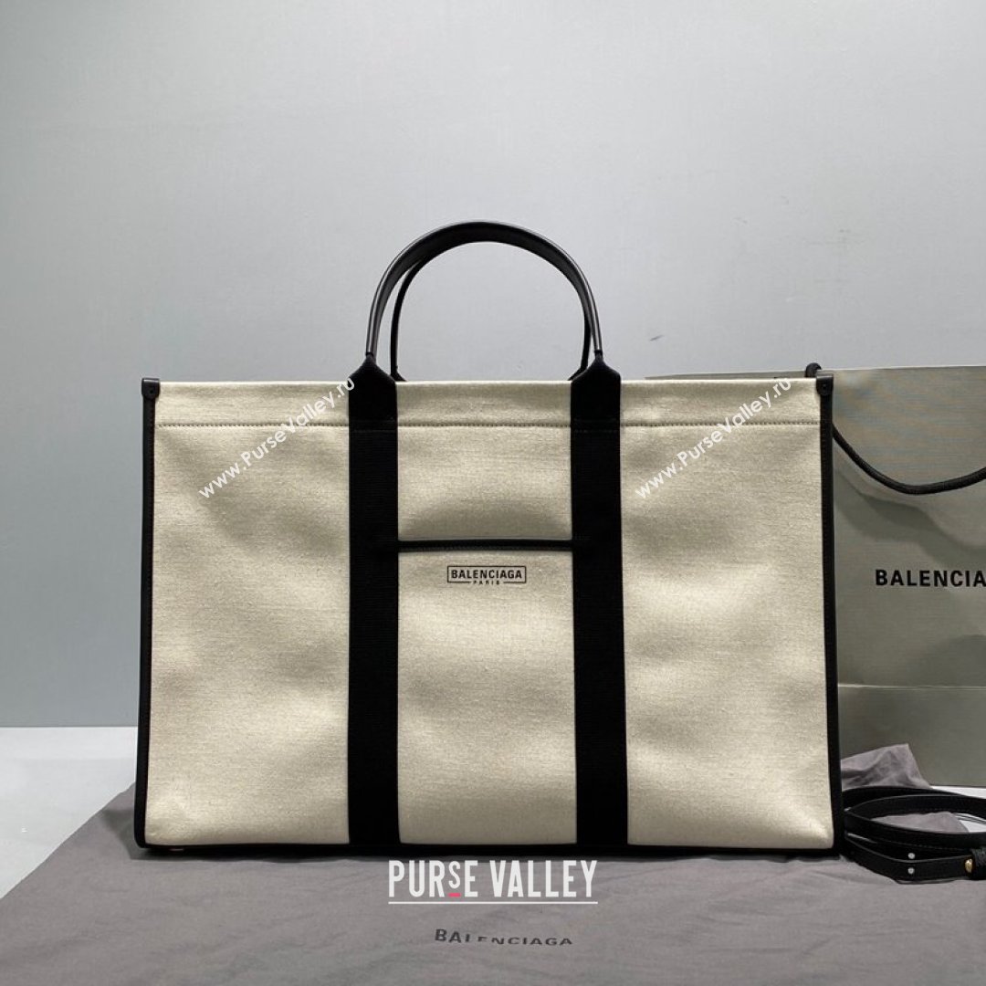Balenciaga Hardware Large Tote Bag in White Cotton Canvas 2021 (ningm-21091501)