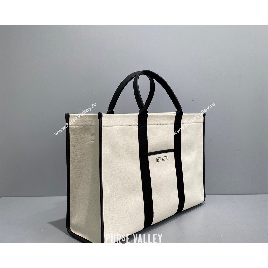 Balenciaga Hardware Large Tote Bag in White Cotton Canvas 2021 (ningm-21091501)