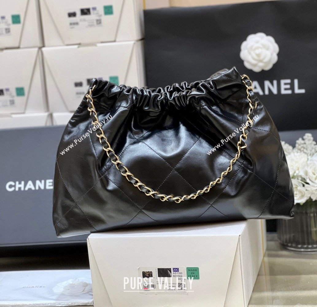 Chanel Shiny Calfskin 22 East West Shopping Bag AS4486 Black/Gold 2024 Top Quality (SHUNY-24062509)