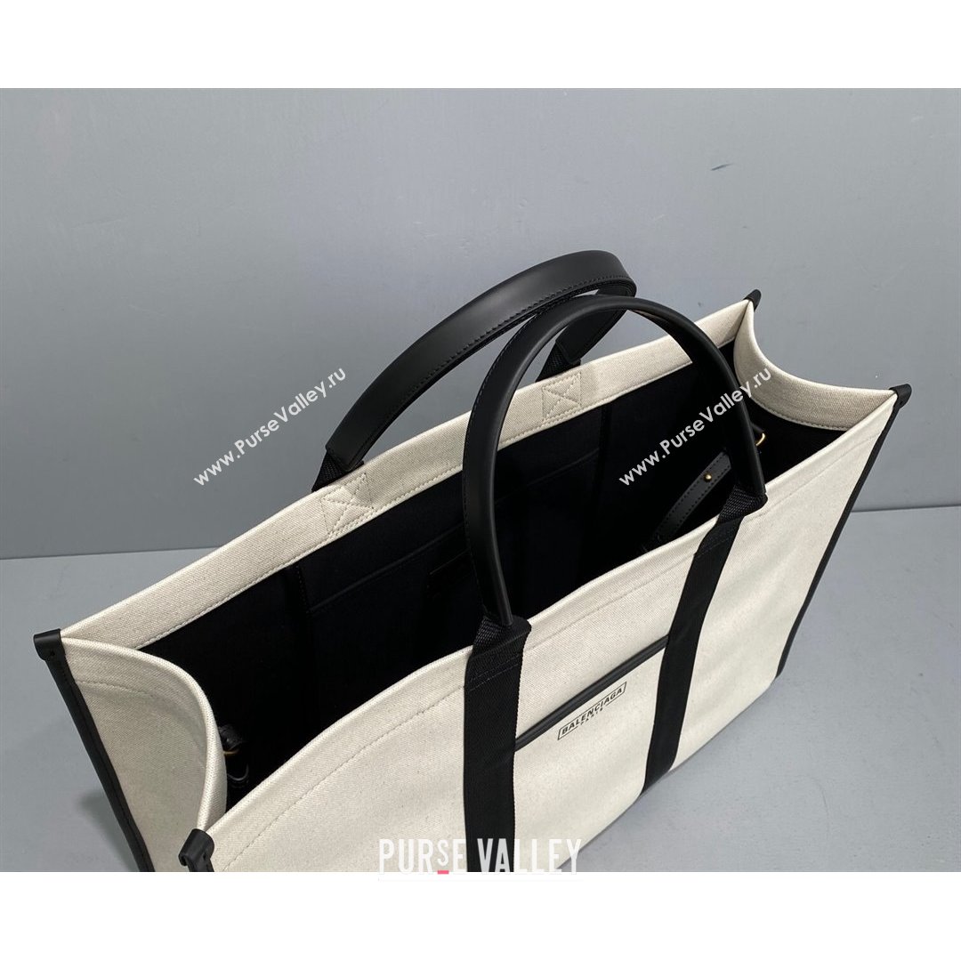 Balenciaga Hardware Large Tote Bag in White Cotton Canvas 2021 (ningm-21091501)