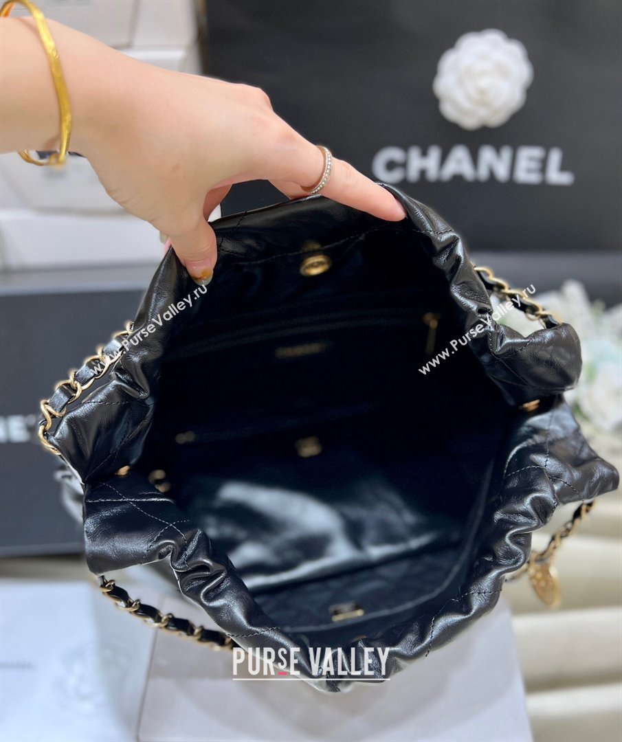 Chanel Shiny Calfskin 22 East West Shopping Bag AS4486 Black/Gold 2024 Top Quality (SHUNY-24062509)