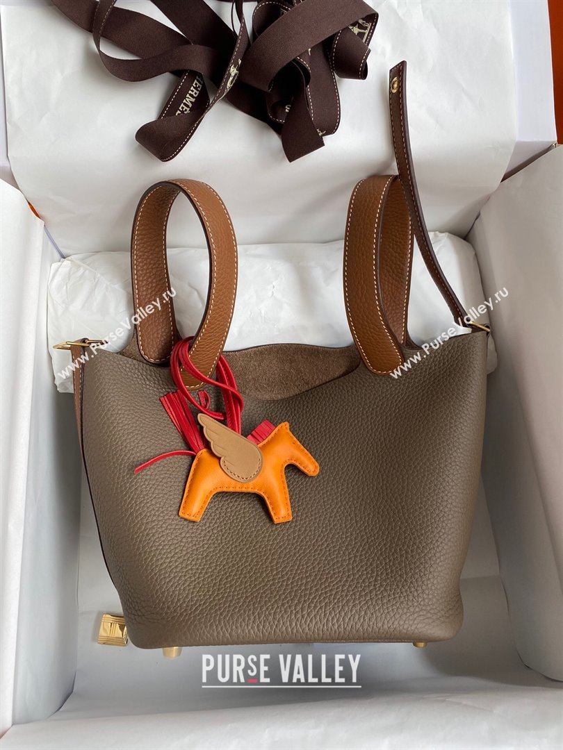 Hermes Picotin Lock Bag 18cm/22cm in Taurillon Clemence Leather Etoupe/Brown/Gold 2024 (Pure Handmade) (XYA-24042905)