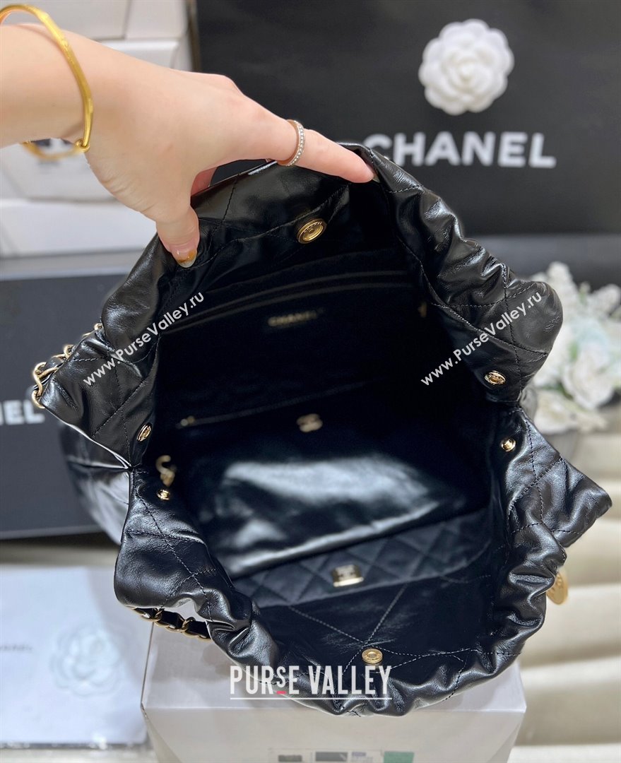 Chanel Shiny Calfskin 22 East West Shopping Bag AS4486 Black/Gold 2024 Top Quality (SHUNY-24062509)