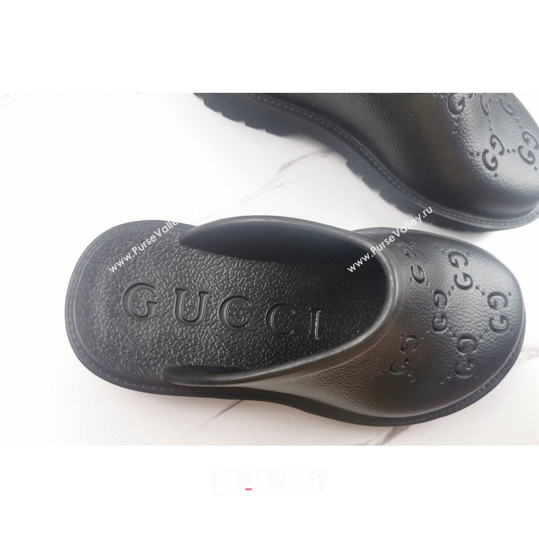 Gucci Perforated GG Rubber Mules 2cm Black 2021 (MD-21082048)