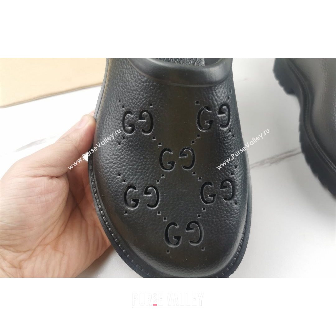 Gucci Perforated GG Rubber Mules 2cm Black 2021 (MD-21082048)