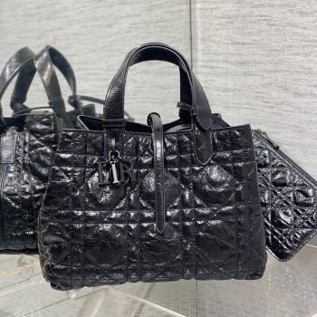 Dior Medium Toujours Tote Bag in Black Macrocannage Crinkled Calfskin 2024 (XXG-24081413)