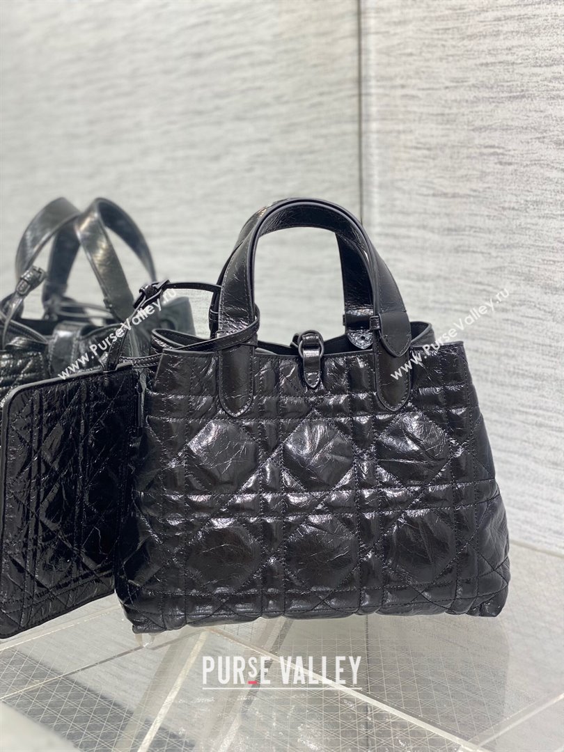 Dior Medium Toujours Tote Bag in Black Macrocannage Crinkled Calfskin 2024 (XXG-24081413)