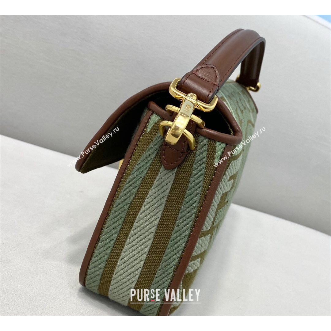 Fendi Baguette Medium Bag in FF Fish-Eye Embroidered Canvas Green 2021 8381 (CL-21073116)