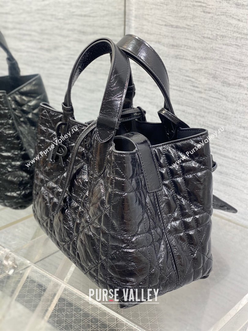 Dior Medium Toujours Tote Bag in Black Macrocannage Crinkled Calfskin 2024 (XXG-24081413)