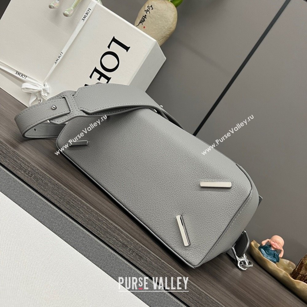 Loewe Puzzle Medium Bag in Litchi-Grained Calfskin 062329 Grey 2024 (MHUI-24120508)