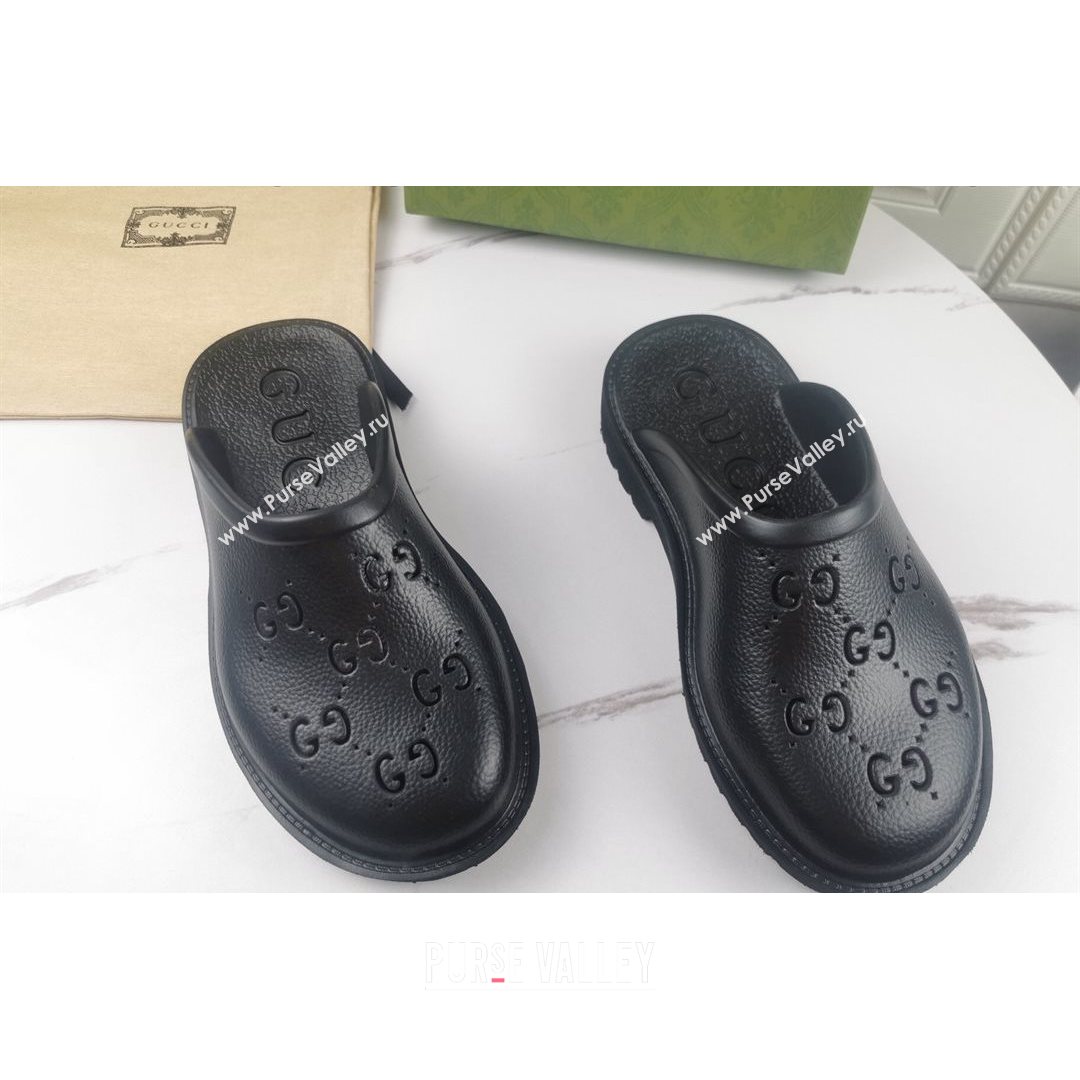 Gucci Perforated GG Rubber Mules 2cm Black 2021 (MD-21082048)