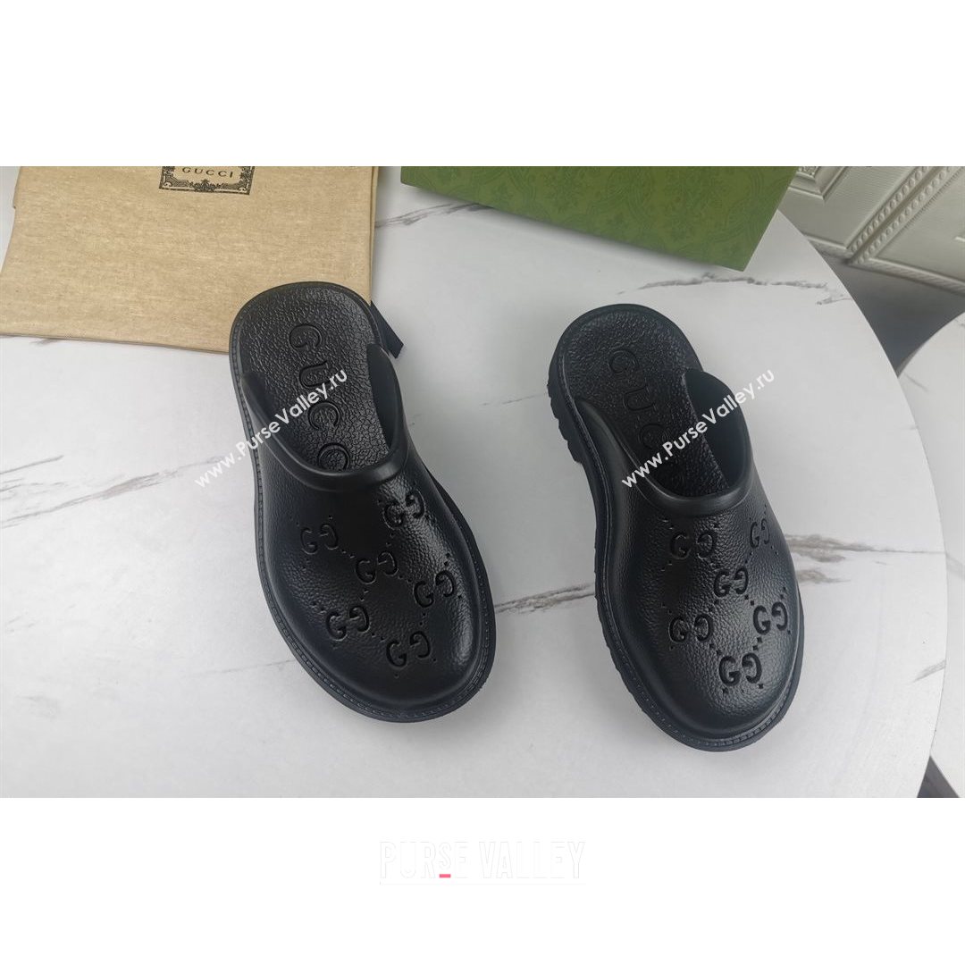 Gucci Perforated GG Rubber Mules 2cm Black 2021 (MD-21082048)