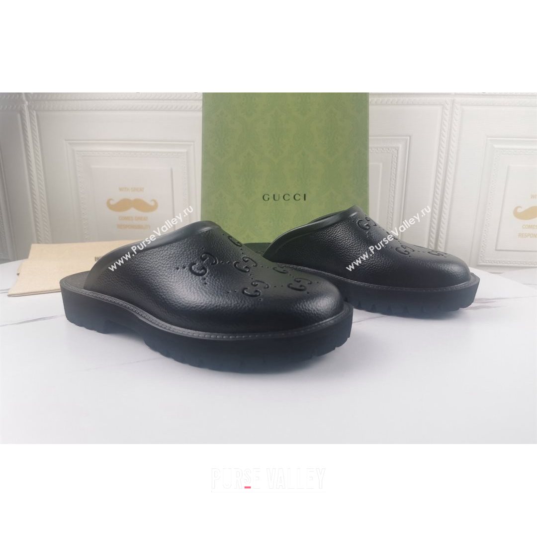 Gucci Perforated GG Rubber Mules 2cm Black 2021 (MD-21082048)