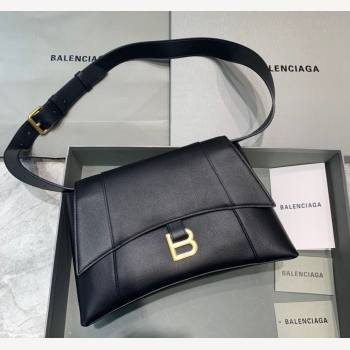 Balenciaga Hourglass Sling Back Large Bag in Calf Leather Black/Gold 2021 (JM-21102330)