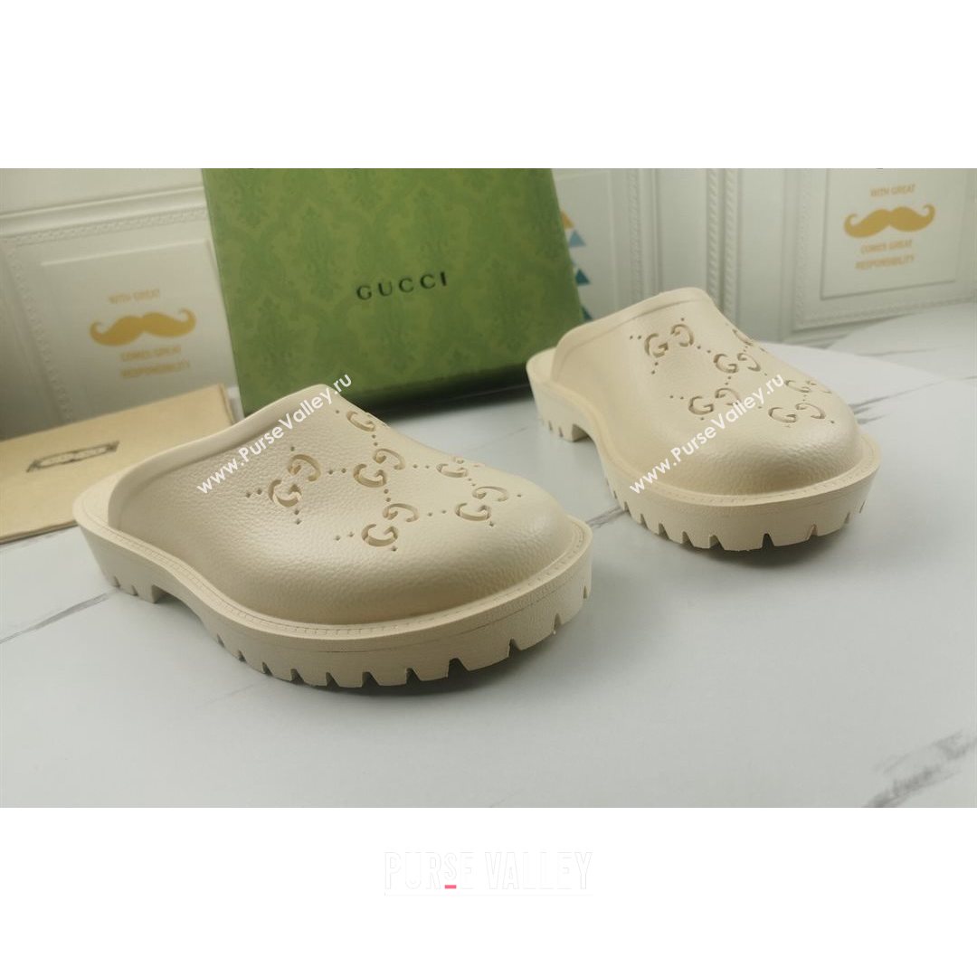 Gucci Perforated GG Rubber Mules 2cm White 2021 (MD-21082049)