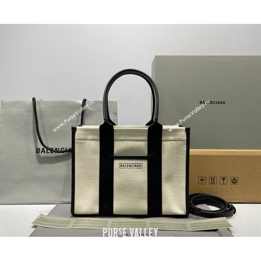 Balenciaga Hardware Small Tote Bag in White Cotton Canvas 2021 (ningm-21091503)