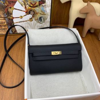 Hermes Kelly To Go Wallet Bag in Original Epsom Leather Black/Gold 2024(Full Handmade) (XYA-24100804)