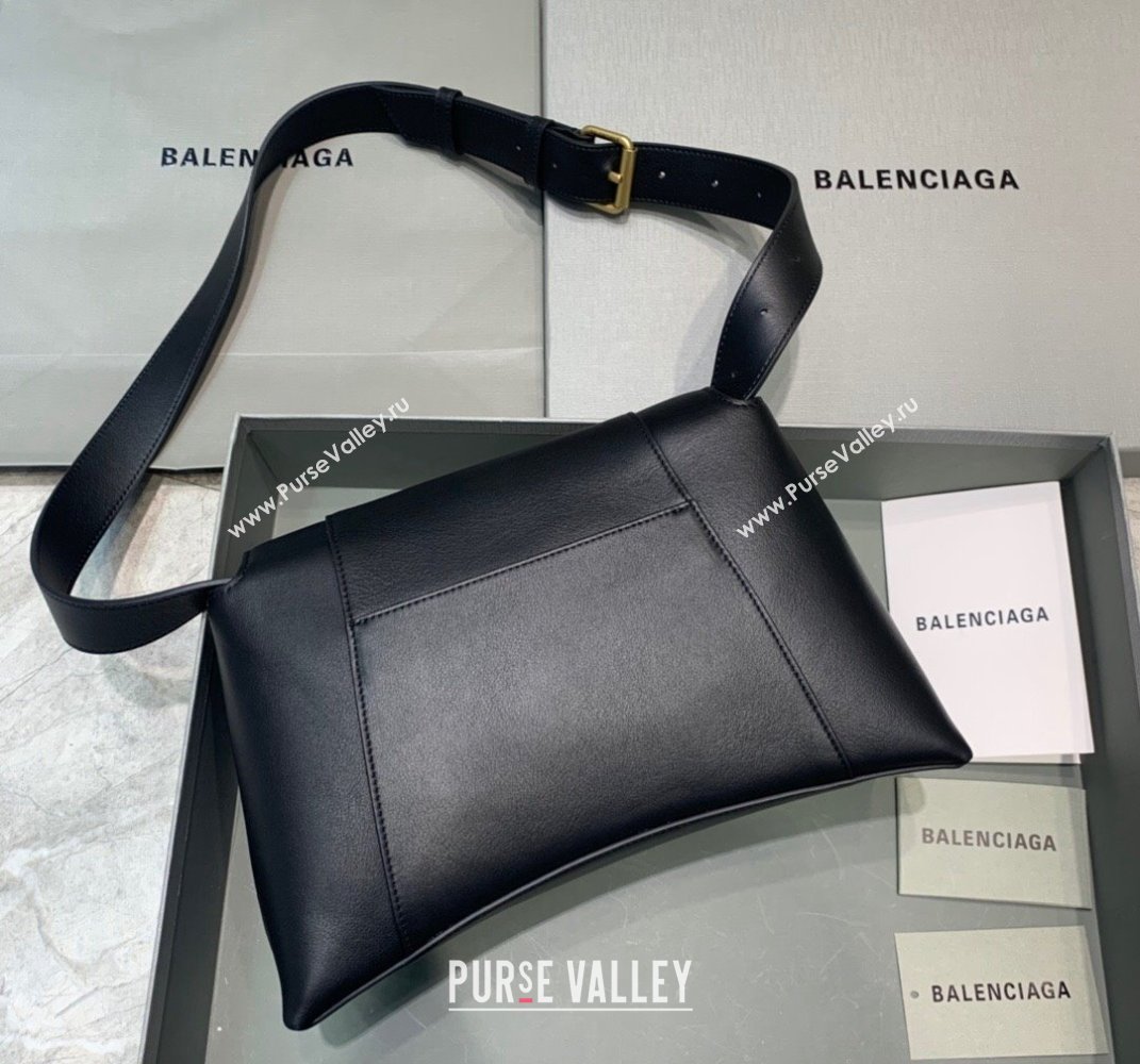 Balenciaga Hourglass Sling Back Large Bag in Calf Leather Black/Gold 2021 (JM-21102330)