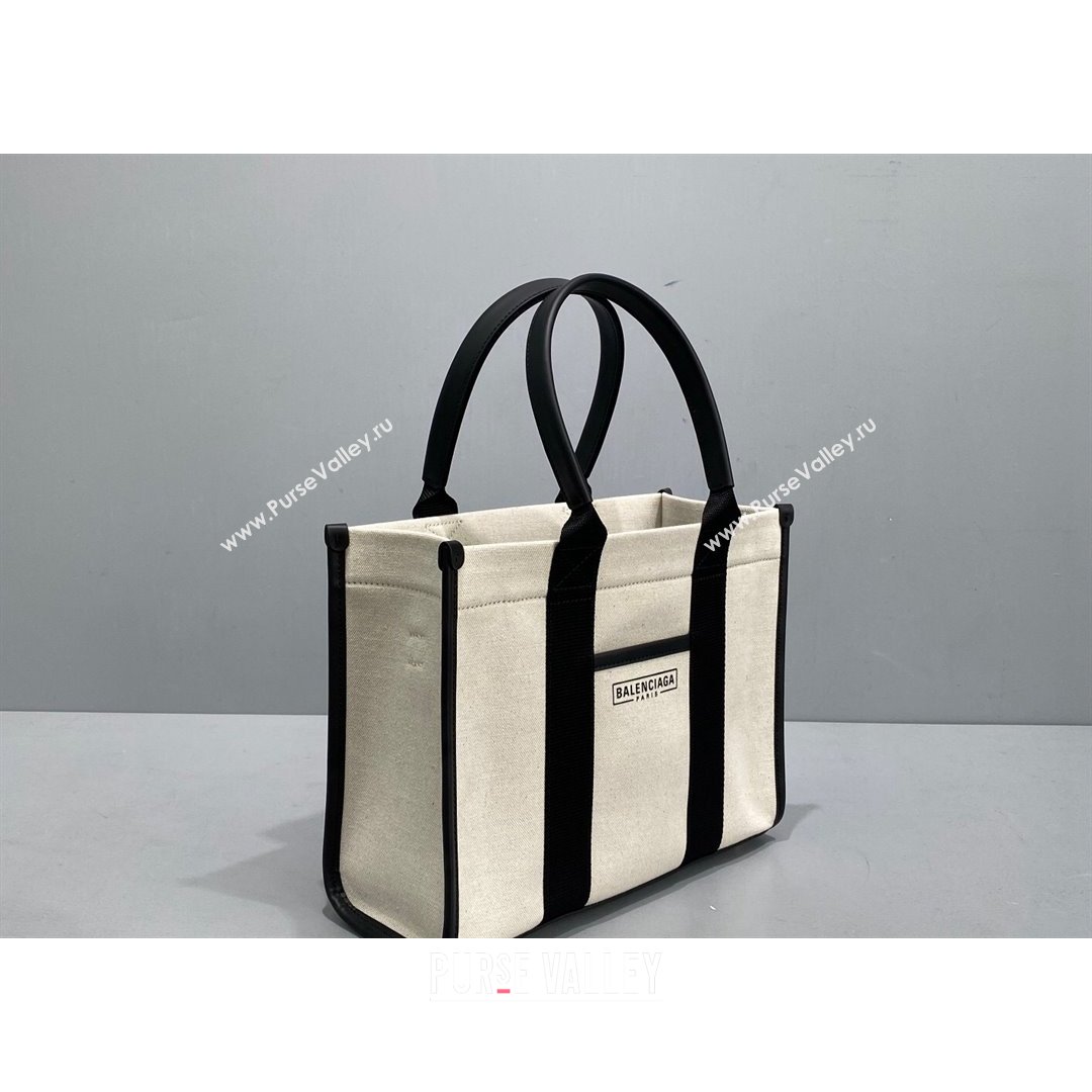 Balenciaga Hardware Small Tote Bag in White Cotton Canvas 2021 (ningm-21091503)