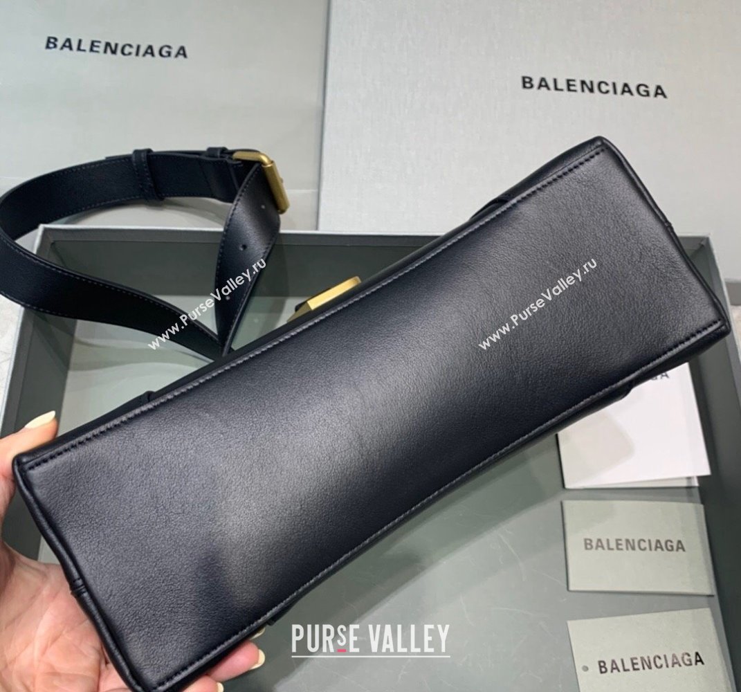 Balenciaga Hourglass Sling Back Large Bag in Calf Leather Black/Gold 2021 (JM-21102330)
