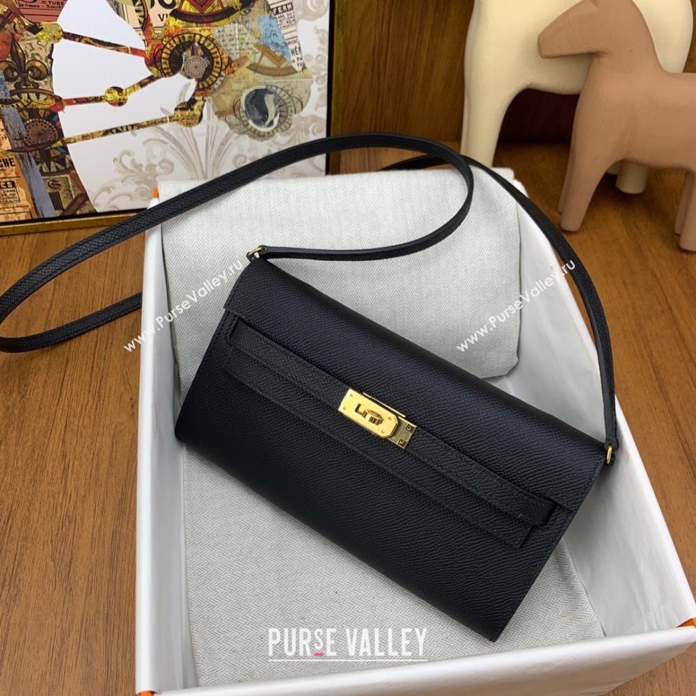 Hermes Kelly To Go Wallet Bag in Original Epsom Leather Black/Gold 2024(Full Handmade) (XYA-24100804)