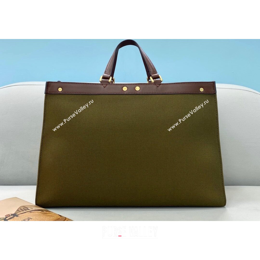 Fendi Peekaboo X-Tote Tote Bag in FF Fish-Eye Embroidered Canvas Green 2021 8386 (CL-21073117)