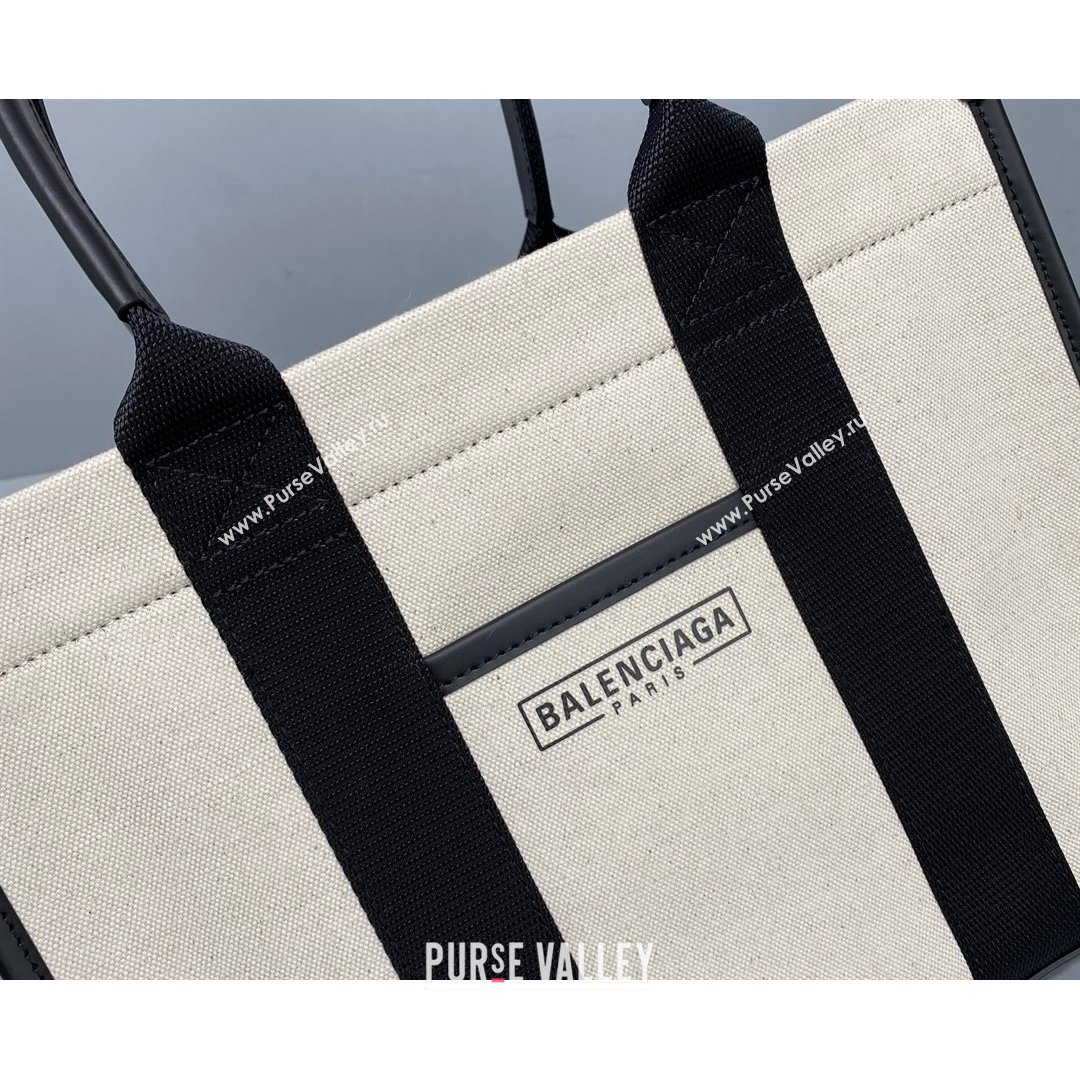 Balenciaga Hardware Small Tote Bag in White Cotton Canvas 2021 (ningm-21091503)